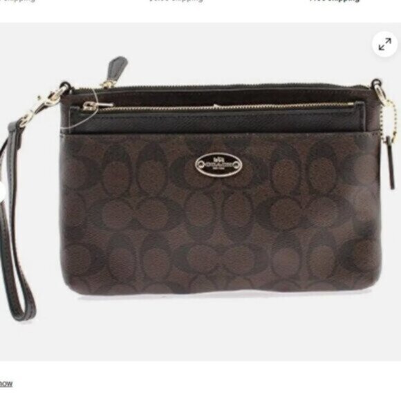 COACH signature Leather PVC zip Wallet/ wristlet - Picture 1 of 8